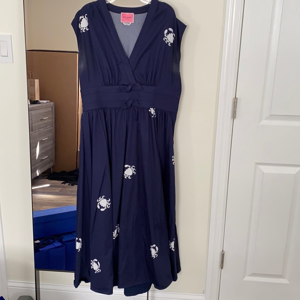 Kate spade dress navy with white crabs on it